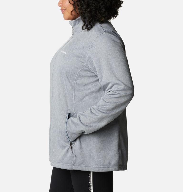 Women's Columbia Park View Grid Full Zip Fleece Sweatshirts Grey | Plus Size CA-T183A